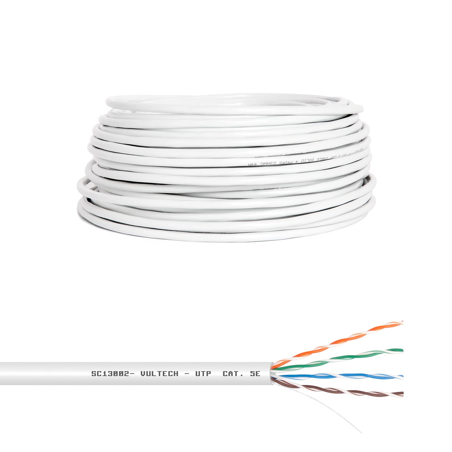 VulTech SC13002-​50 Bobina Matassa Lan Categoria 5e UTP 50 Metri 24AWG Ethernet cavo rete impianti alta velocità 1Gbps 50m Cat5e, 100 Ohm, 100Mhz, 10/​100/​1000 Mbps