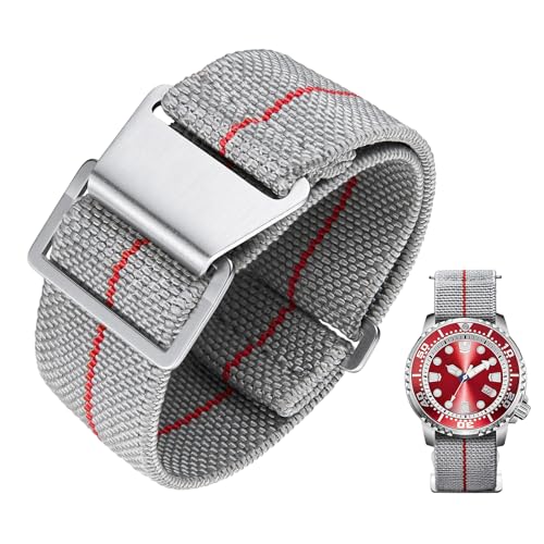 Image of BINLUN Elastic Nylon Watch Band 18mm 20mm 22mm Marine Nationale Fabric Military Parachute Replacement Watch Strap Men Women Silver & Black Buckle - Upgraded Hook-and-Loop Buckle