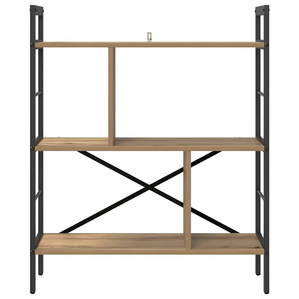 Estantería de madera de roble Artisan, con marco de acero resistente, 75 x 30 x 91 cm, para salón, oficina, estudio, independiente con mucho espacio de almacenamiento y estante versátil
