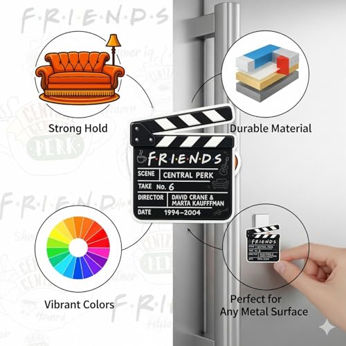 Image of Classic 90s Vibes Fridge Magnets - Retro Coffeehouse Theme Magnet Set of 5, Fun Decorative Kitchen Magnets, Gift for TV Show Fans