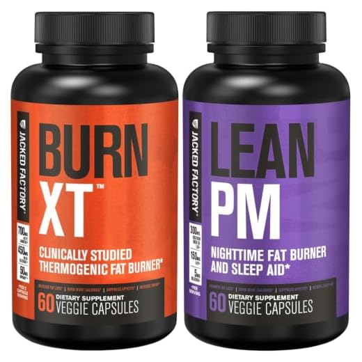 Jacked Factory Burn XT Thermogenic Fat Burner & Lean PM Nighttime Weight Loss Supplement for Men & Women 60 Veggie Diet Pills