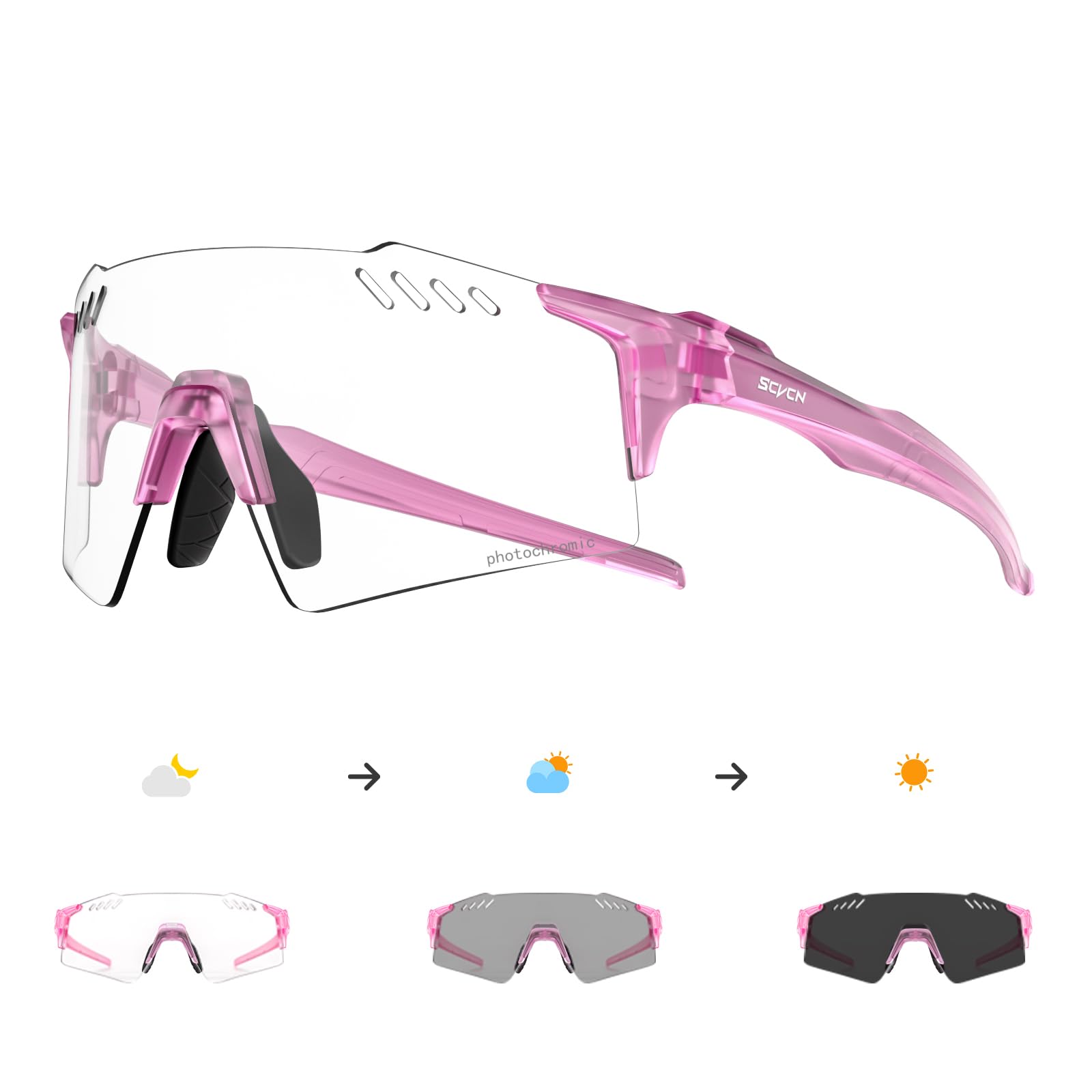 SCVCN Photochromic Cycling Glasses Clear Biking Glasses Women Men MTB S9A2