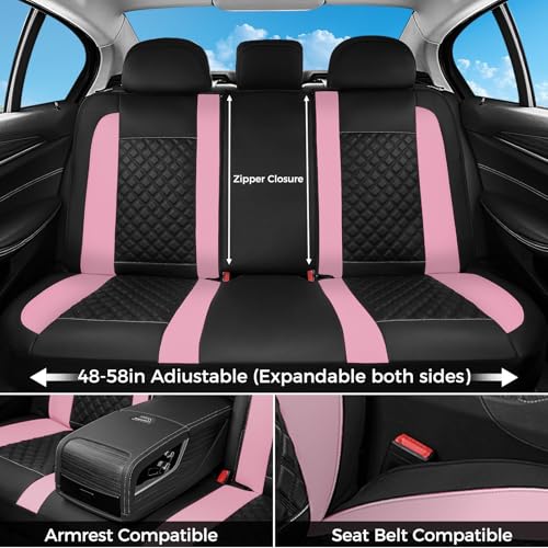 Image of FLORICH Seat Covers, Front Seat Covers 2 PCs, Automotive Seat Cover for Cars, Luxury Leather Universal Seat Cover Accessories Fit for Most Cars SUV Truck Sedans(Pink)