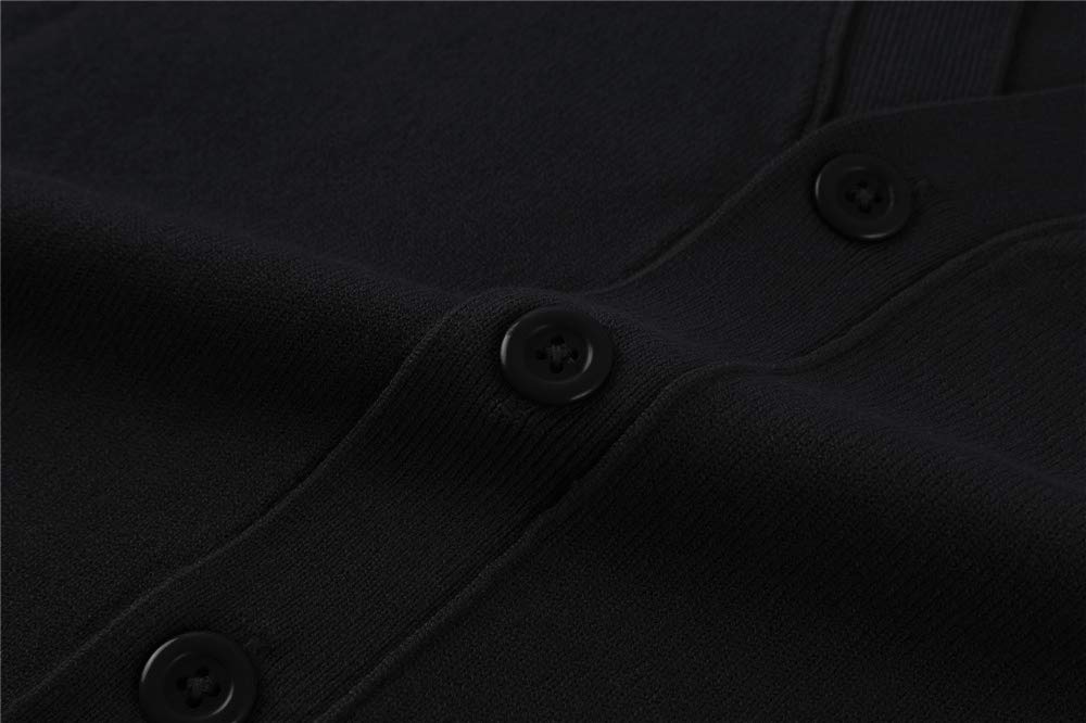 Runcati Cárdigan de punto para hombre sin cuello en V cuello cárdigan camisa chaqueta ligera de entretiempo