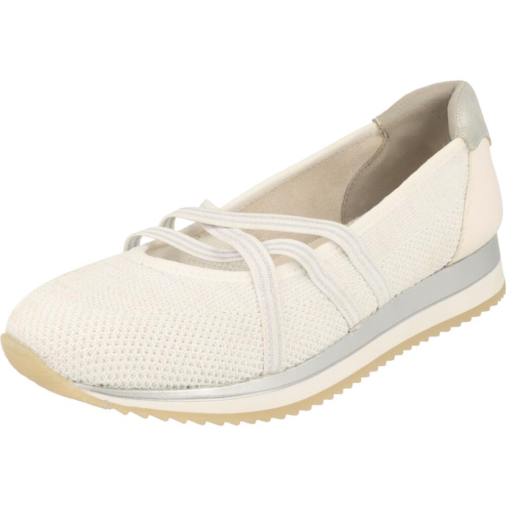 Jana Women’s Ballerinas with Strap Vegan, White/Silver, 4 UK