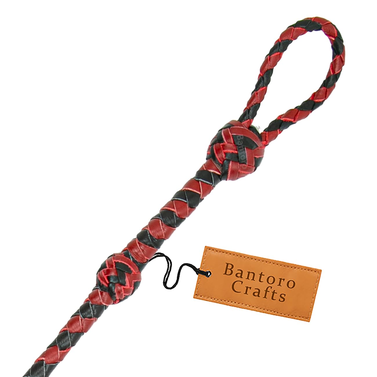Mini látigo de piel de bolsillo rojo y negro de 91 cm de longitud, látigo miniatura de color marrón