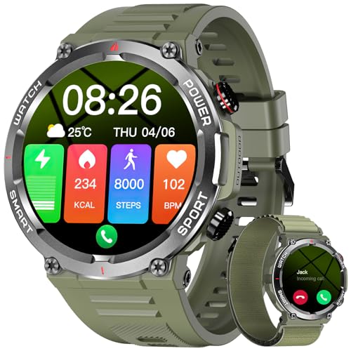 Blackview Reloj Inteligente Hombre - Llamadas Bluetooth, 1,39' Smartwatch con Pulsómetro/Oxímetro (SpO2)/Monitor de Sueño/Podómetro, 100 Modos Deportivos Pulsera Actividad para Android iOS (2 Correas)