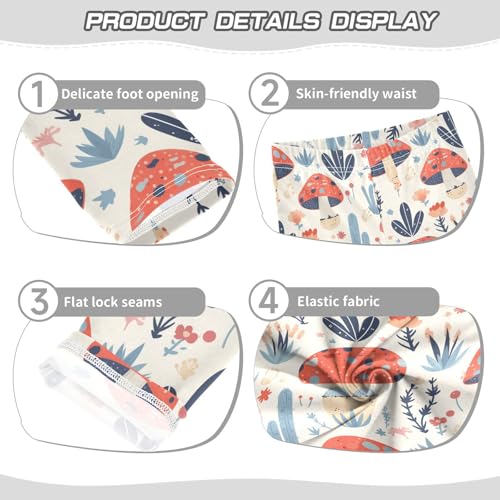 Red Safari Mushroom Plant Kids Girl's Athletic Leggings Soft High Waisted Leg Yoga Pants Exercise3