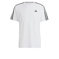 adidas Uomo Train Essentials 3-Stripes Training Tee, White, Black, S