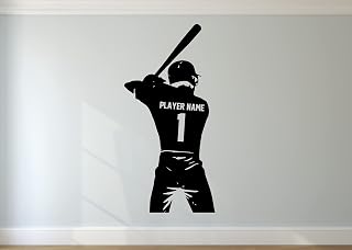 Personalized Hockey Wall Decal - Custom NAME & NUMBERS Custom Hockey Player Vinyl Decal Sticker Kids Bedroom Decor (20, Orange)