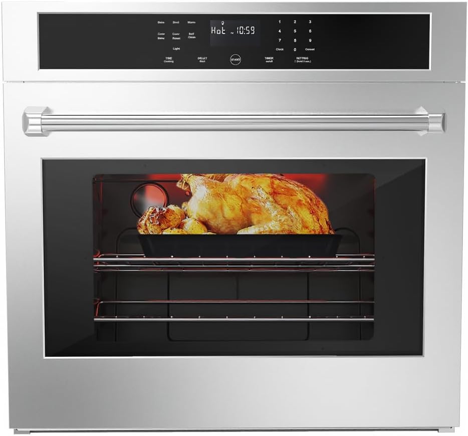 30 Inch Stainless Steel Built-in Convection Wall Oven - 4.8 Cu.Ft Single Electric Oven with Touch Control, 3800w for Baking, Broiling & Roasting, Featuring Child Safety Lock