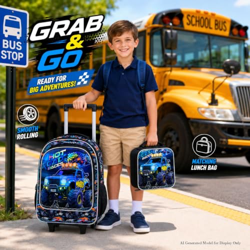 Image of CCJPX Rolling Backpack for Boys, Kids Roller School Bag with Wheels Toddler Wheeled Bookbag Elementary