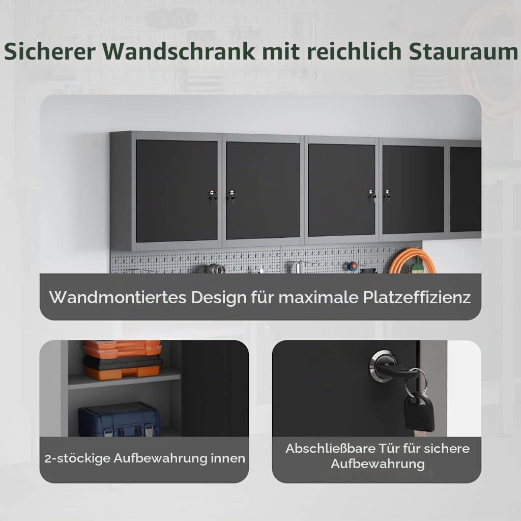 vidaXL Werkzeugschrank mit Regal Schwarz und Grau 50 x 20 x 55 cm