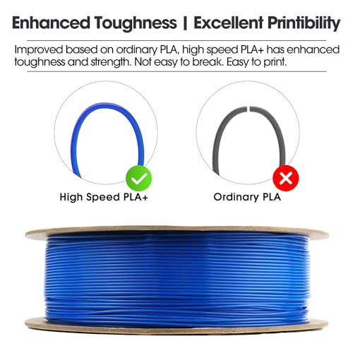 Image of eSUN High Speed PLA+ Filament 1.75mm, 3D Printer Filament Speedy PLA Plus for Fast Printing, Dimensional Accuracy + /- 0.03mm, 1KG Cardboard Spool (2.2 LBS) 3D Printing Filament for 3D Printers, Blue