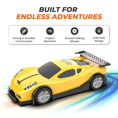Image of Mirana Car-in-Car Garage Toy for Kids | 4 Diecast Metal Alloy Cars Playset | Foldable Storage with Handle | Store Upto 16 Vehicles | Birthday, Diwali, Return Gift for Boys & Girls 18+ Months (Yellow)