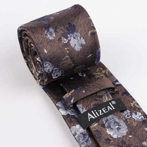 Image of Alizeal Mens 3.15'' Colorful Flower Pattern and handkerchief Necktie Set