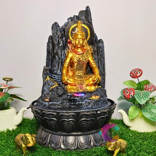 Image of Polystone Decorative Water Fountain For Home Decor, Office, Indoor & Outdoor, Garden, Puja Room, Vaastu, Reception, Spa, Gifting. (Black Shiva)