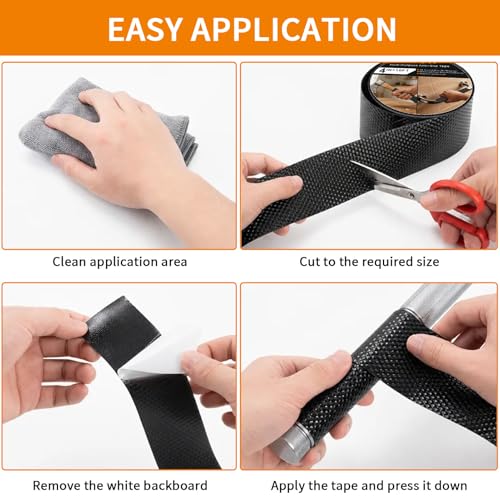 Image of Rubber Grip Tape, 4IN x 10FT Strong Adhesive Anti Slip Tape, Waterproof Heat Resistant Textured Surface for Enhanced Grip on Tools, Handlebars, Fitness Equipment & Slippery Handles (Black)