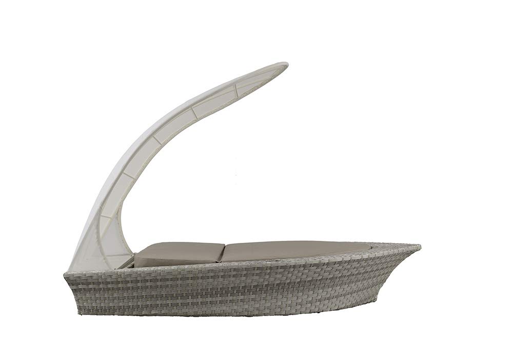 Strandkorbwerk Loungemöbel AHOI Harkers Island Duo - Outdoor Sonneninsel Schiff â€“ NEUHEIT mit Gasdruckfedersystem Gartenlounge Outdoor Lounge für Garten, Terrasse oder Balkon