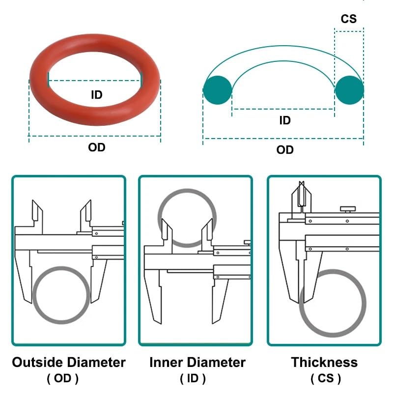 50 Uds. Anillo Tórico De Silicona VMQ Rojo 4mm CS Arandela Goma Impermeable | OD 100mm