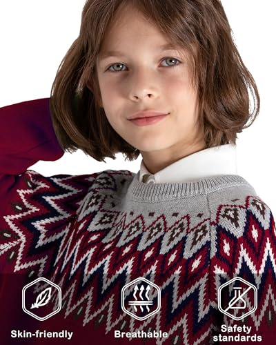 Image of BOBOYOYO Boys Sweaters 100% Cotton Cable Knit Kids Sweater Striped Pullover