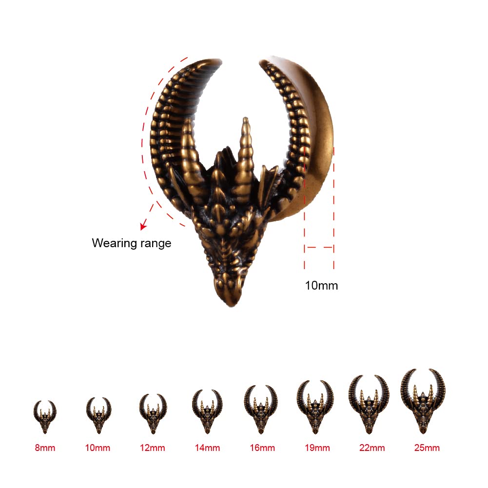 ERKUOO 2 szt. otwór siodło tunel do uszu czaszka rogi zatyczka do uszu mierniki do uszu piercing ekspander szpilki rozciągacze moda piercing ciała biżuteria kolczyki prezent 8 mm-25 mm