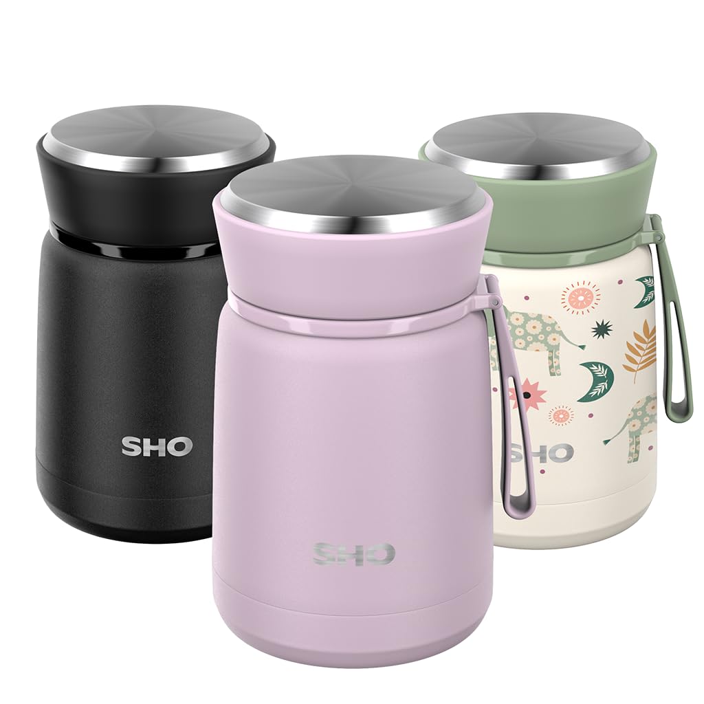 SHO Food Flask - Vacuum Insulated, Double Walled Stainless Steel Food Flask & Food Container - 10 Hours Hot & 20 Hours Cold - 530ml 800ml - BPA Free (Pale Lavender, 530ml) โ image 1
