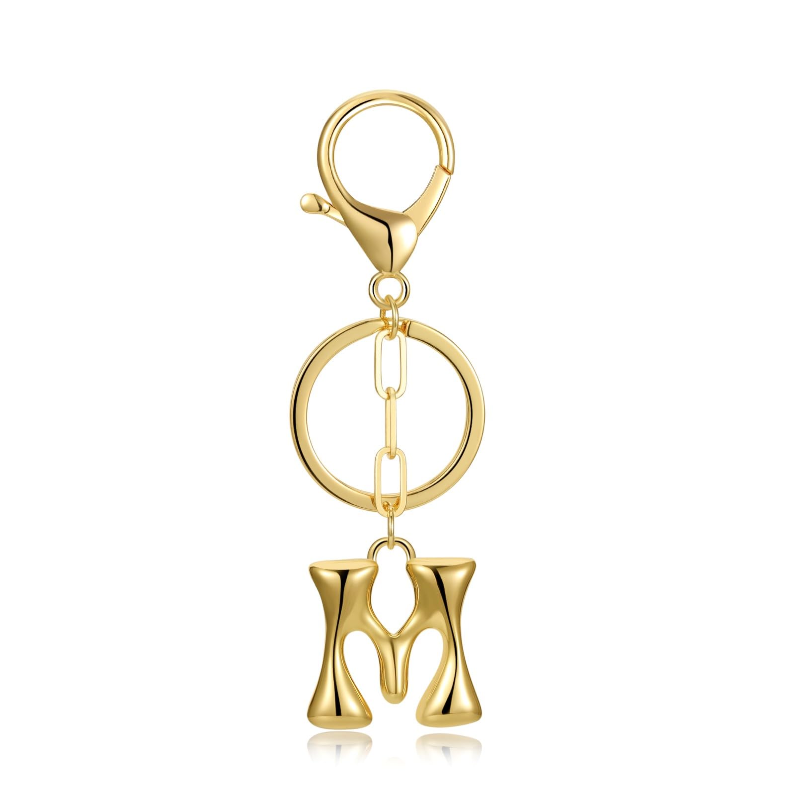 Dubtnion Gold Bubble Initial Keychain for Women Bag Charms Letter A-Z Keychain Alphabet Handbags Purse Charms Accessories