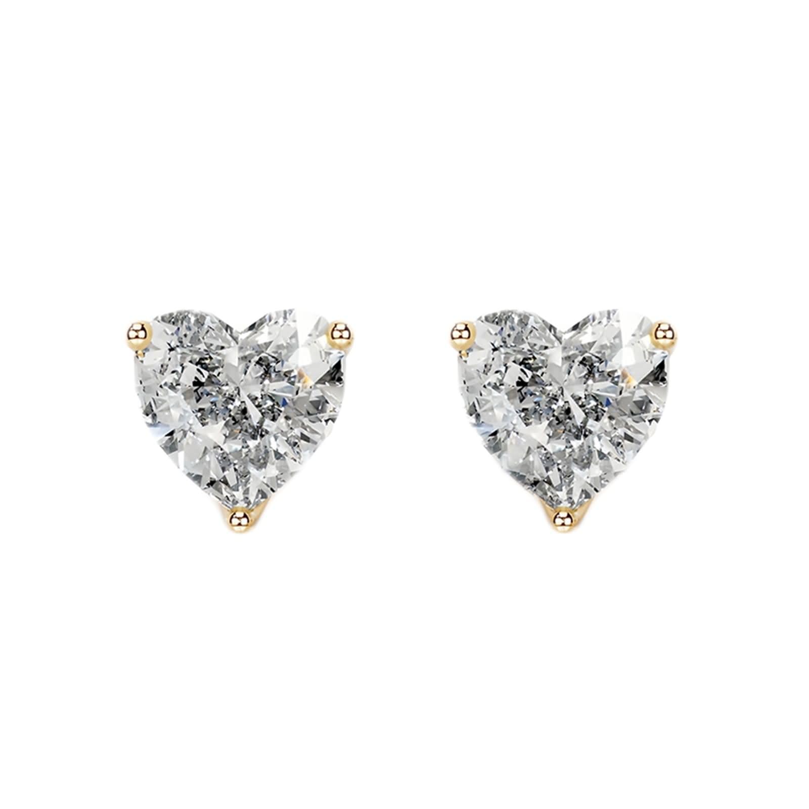 Pendientes delicados de oro amarillo de 9 quilates, 14 quilates, 18 quilates para mujer, aretes de corazón con moissanita de 2 quilates