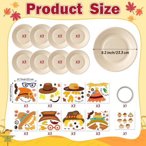 WATINC DIY Fall Scarecrow Thanksgiving Paper Plate Art Kits（18Pcs） - image 2