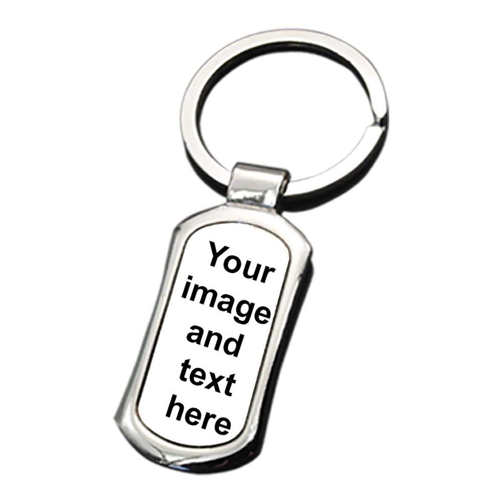 Getagift Personalised Rectangle Key ring with Your own Image and Text Themed Funny Gift for Christmas, Fathers Day, Mothers Day, anniversary, Valentines Day