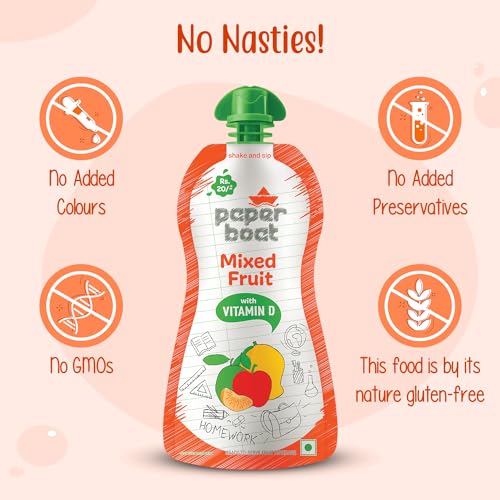 Image of Paper Boat Mixed Fruit Juice, Enriched with Vitamin D, No added Preservaties and Colours (Pack of 27, 150ml Each)