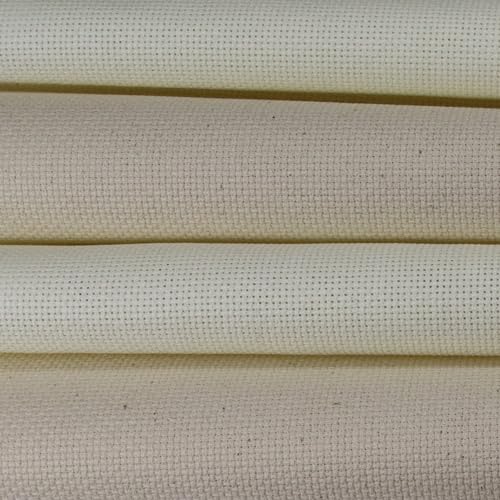 Image of KCS 4 /6 pc of 12 inch x 18 inch (30cmx45cm) 18CT Counted Cotton Aida Cloth Cross Stitch Fabric (4 pc, Antique White+Oatmeal)