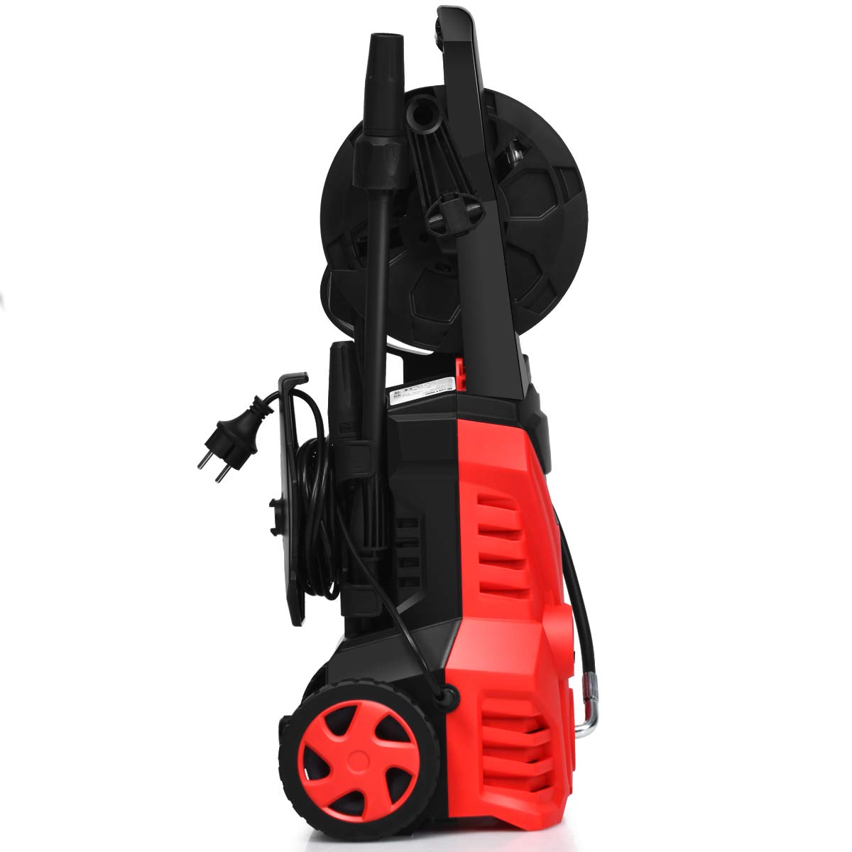 RELAX4LIFE Idropulitrice ad Acqua (1500 W, 140 Bar, 300 L/h) con Spazzola Fissa, Pistola Elettrica ad Alta Pressione e 2 Lance di Pulizia per Auto, Garage e Giardino, Cavo 5 M (Rosso)