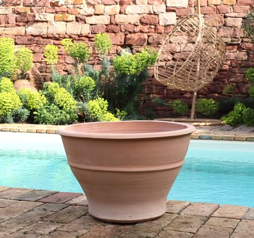 Pot de fleurs en terre cuite résistant au gel Buxus 50 cm – jardinière artisanale pour jardin, résistante aux intempéries, robuste, style...