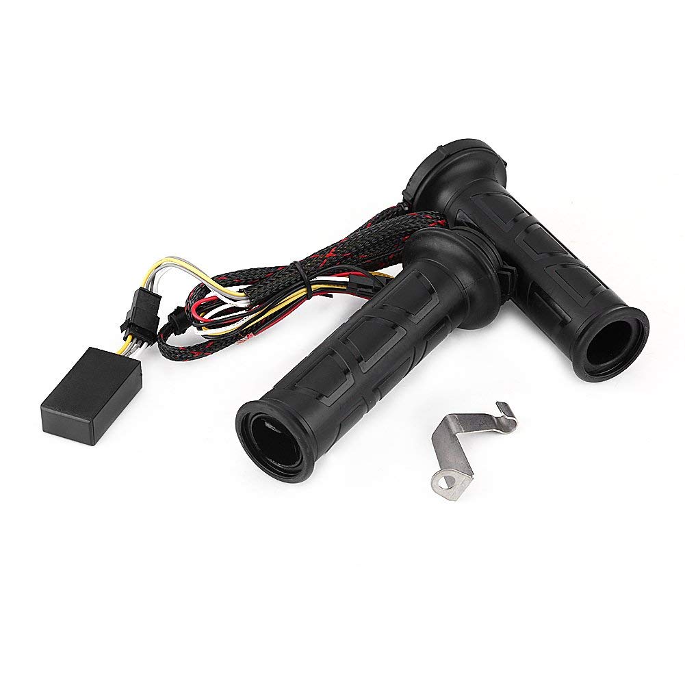 EVGATSAUTO Poignées chauffantes électriques, 1 Paire 22 mm (7/8 Pouces) Puissance réglable (12W-24W) Poignées chauffantes électriques Guidon Chaud et Chaud pour Moto VTT Noir
