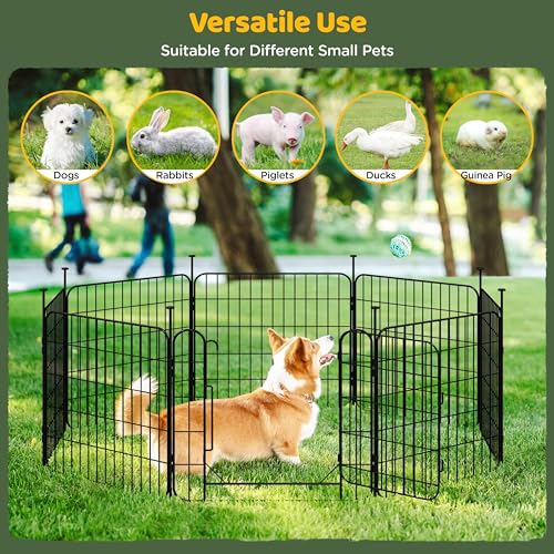 Yaheetech Welpenlaufstall 16-teilig 50 cm hoch, Laufstall mit Tür für Hunde Wohnung und Garten, DIY Hundepark für drinnen und draußen, Faltbares Welpenfreigehege Zaun Gitter