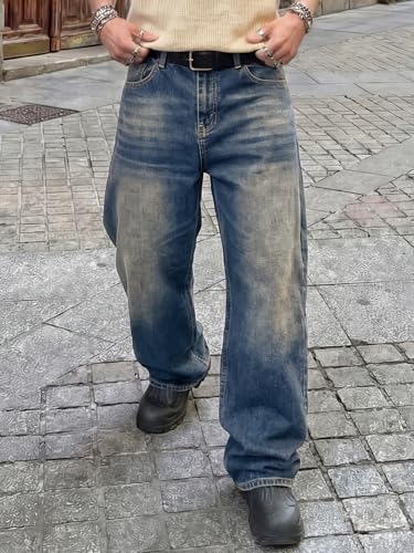 Image of JMIERR Men's Baggy Y2K Jeans Stretch Loose Fit Wide Leg Denim Pants | 5 Pockets, Oversized Casual Trousers, Vintage Relaxed wash, Breathable Cotton Blend,Hip Hop, Skater Streetwear, All-Season