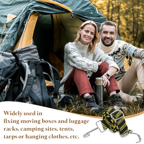 Image of uxcell 2Pcs Adjustable Bungee Cords with Hooks, 39 Inch Flat Heavy Duty Elasticity Straps Rubber Bungee Cords with Buckle for Outdoor, Camping, Tarp, Bike Rack, Luggage, Black Yellow