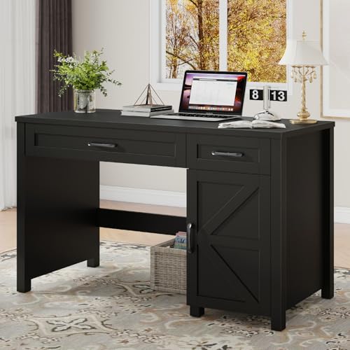 Vabches Farmhouse 47' Executive Desk, Computer Desk with Drawers and Storage Cabinet, Workstation...