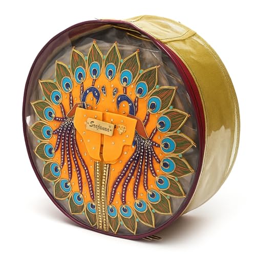 Image of Lord Krishna /Ladoo Gopal PVC Dress Round Storage Organizer Boxes | Durable & Transparent Storage Solution for Clothes & Accessories | Set of 7.5 Inch & 13.5 Inch | Ideal for Organizing