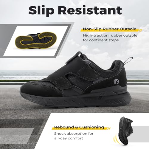 FitVille Diabetic Shoes for Men Extra Wide Slip-on Shoes for Swollen Feet Men Wide Walking Shoes with Arch Support for Foot Pain Relief- Rebound Core V103