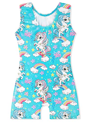 Image of EQSJIU Gymnastics Leotards for Girls Kids Rainbow Mosaic Mermaid Butterfly Stars Leopard Galaxy Tie Dye Cosmos Leopard