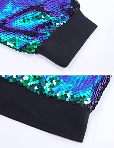 Omoone Men's Zip Up Mermaid Sequin Lightweight Shiny Clubwear Bomber Jacket4