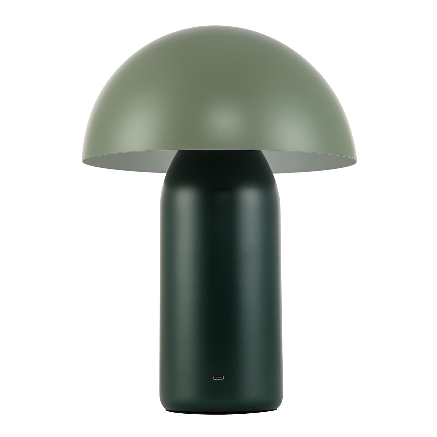 Happy Homewares Forest Green Modern Rechargeable 35Cm Mushroom Table Lamp In Two Tone Green - Usb-C Cable Included | 3-Step Touch Dimmer | 5200Mah Power | 5W 3000K Led