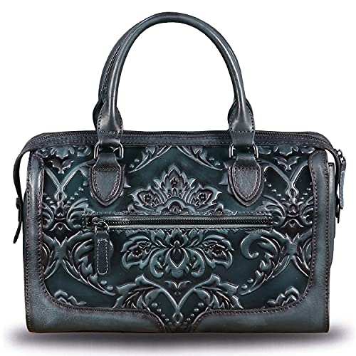 Genuine Leather Top Handle Handbag For Women Handmade Vintage Satchel Retro Cowhide Crossbody Handbags Purse Hobo Bag (Darkgrey) #TOP2