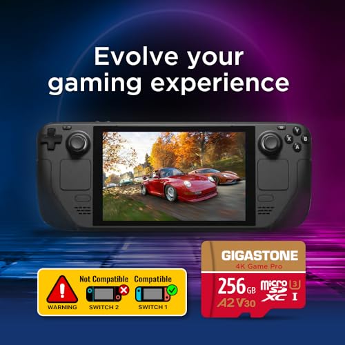 Image of 【for Switch 1 Only】 GIGASTONE 256GB Micro SD Card 2-Pack, 4K Game Pro, A2 V30 Memory Card for Gaming Console, 4K UHD Video, Up to 100 /60 MB /s, UHS-I U3 C10 with Adapter [5-Yrs Free Data Recovery]
