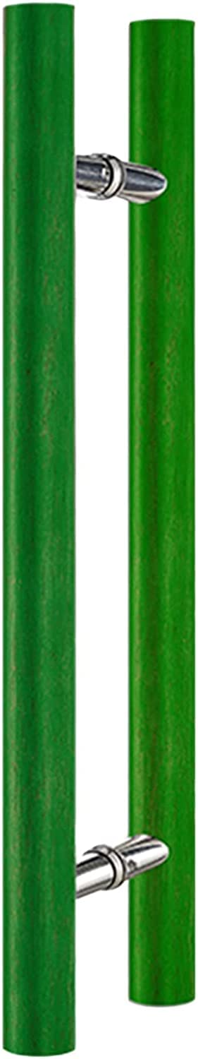 Niusabou Green Door Handle Barn, Wooden Sliding Barn Door Handle 2 Sided H Sround Bar For Glass Multicolor 40-150Cm(,60Cm/2Ft)