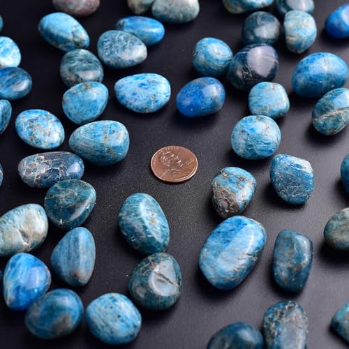 Image of Polished Blue Apatite Crystal Bulk - 0.5 inch Colorful Tumbled Stone Chips Rocks, 10 oz Crushed Sea Glass Vase Filler Small Stones for Healing, Reiki, Crafting, Home Decor