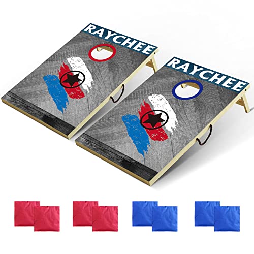 Raychee Solid Wood Cornhole Set, 3'X 2'/4'X 2' Regulation Size Cornhole Boards, Corn Holes Outdoor Game, Corn Hole Game Set Includes 2 Boards, 8 Beans Bags & Carrying Handle For Backyard, Beach, Park #TOP27
